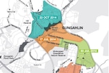 Map showing the stages of the NBN switch-over in Gungahlin.