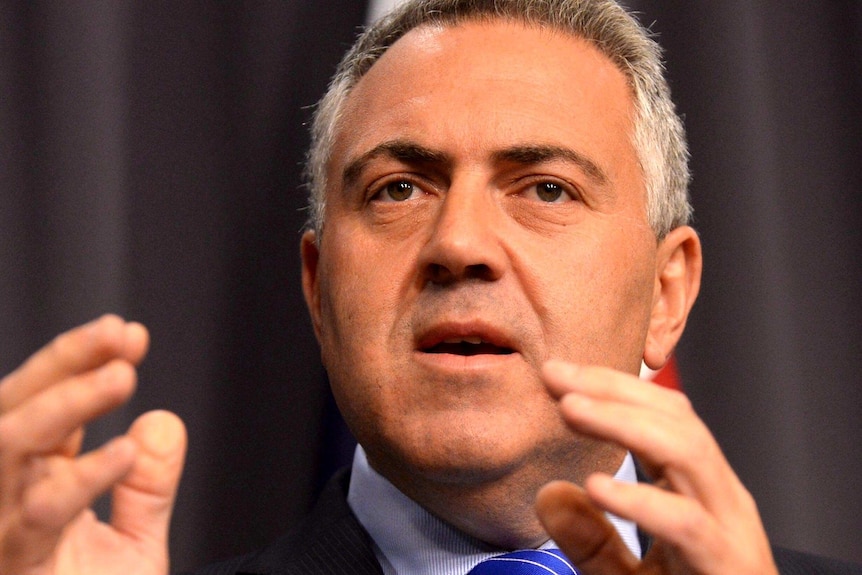 Federal Treasurer Joe Hockey speaks during a press conference in Canberra.