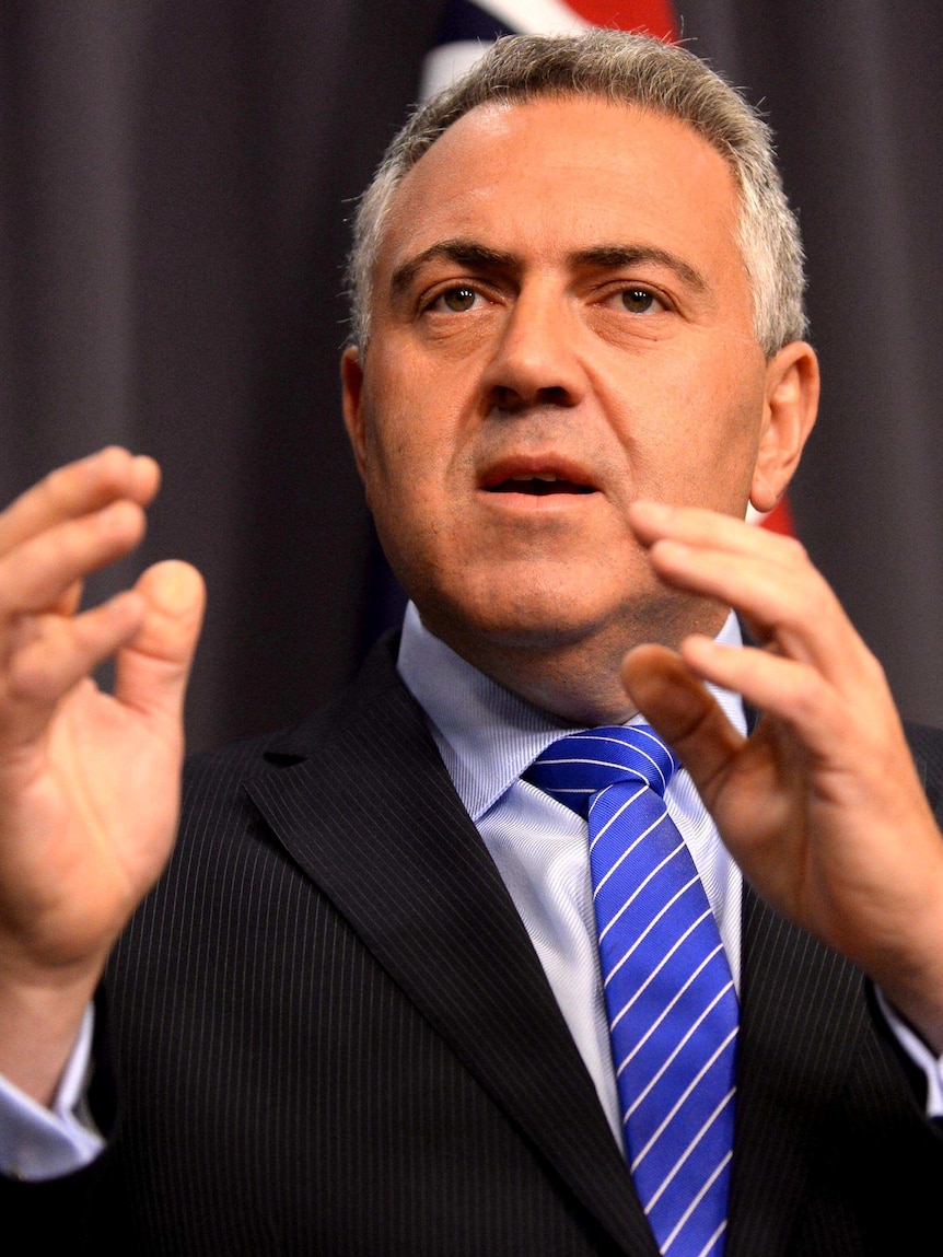 Federal Treasurer Joe Hockey speaks during a press conference in Canberra.
