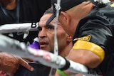 Anthony Mundine looks on in his corner during bout against Danny Green