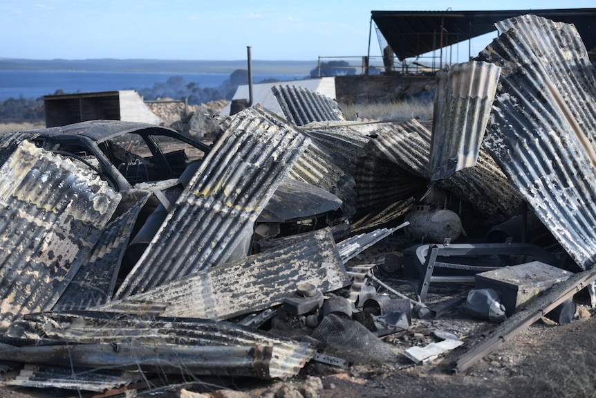 Damaged property after a bushfire ripped through near Port Lincoln.