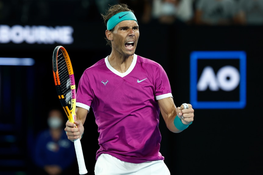 Rafalel Nadal celebrates at Australian Open