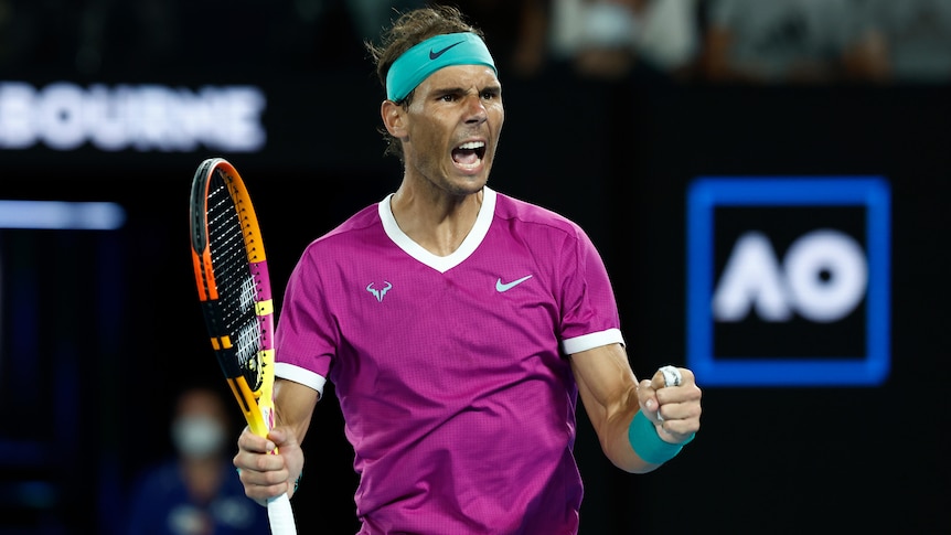 Rafalel Nadal celebrates at Australian Open