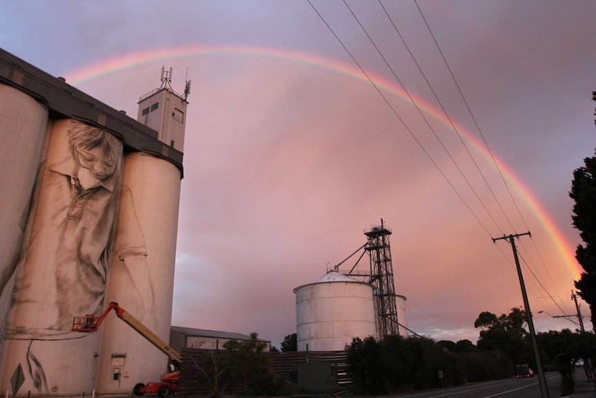 Rainbow over Coonalpyn silos