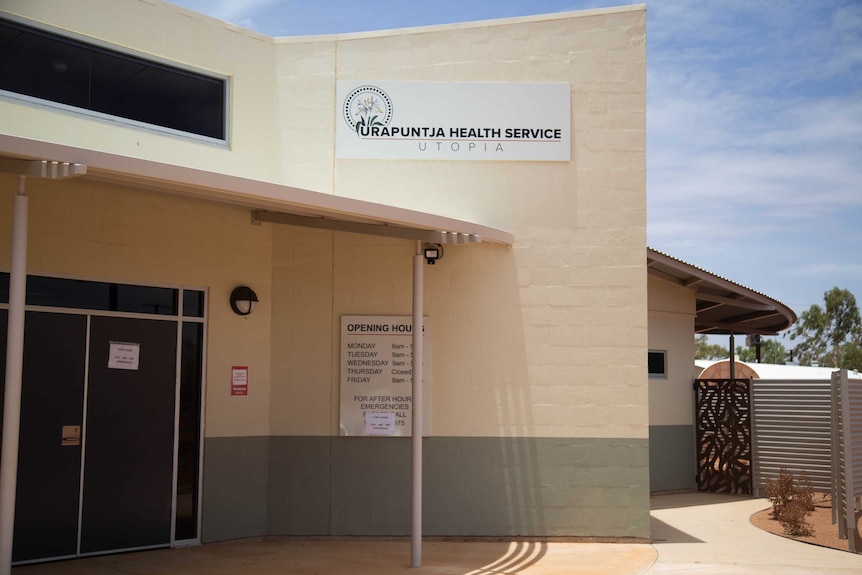 The Urapuntja Health Clinic exterior seen during the day.