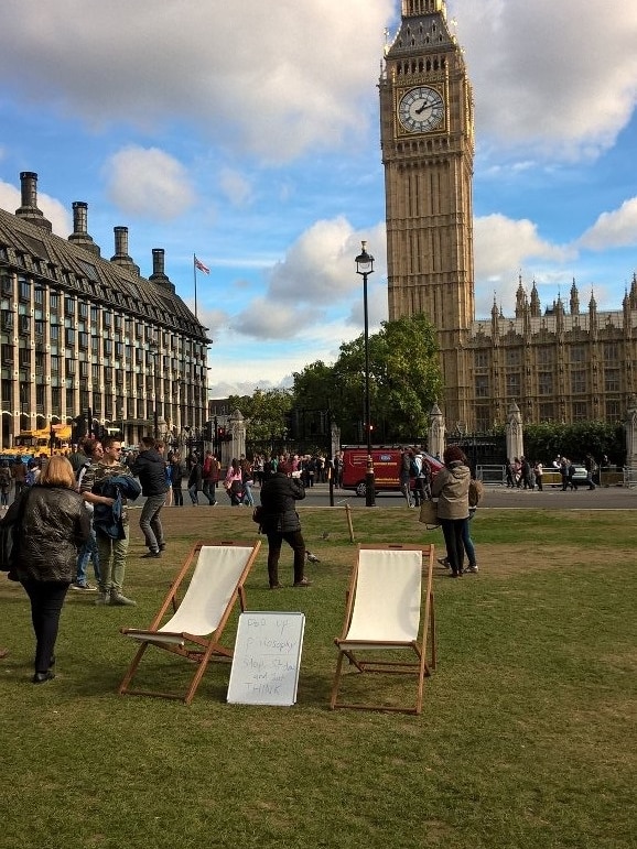 Pop-up chairs in front of Big Ben