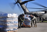 US army unload aid at the Port-au-Prince airport
