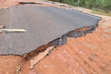 Sections of sealed road broken up