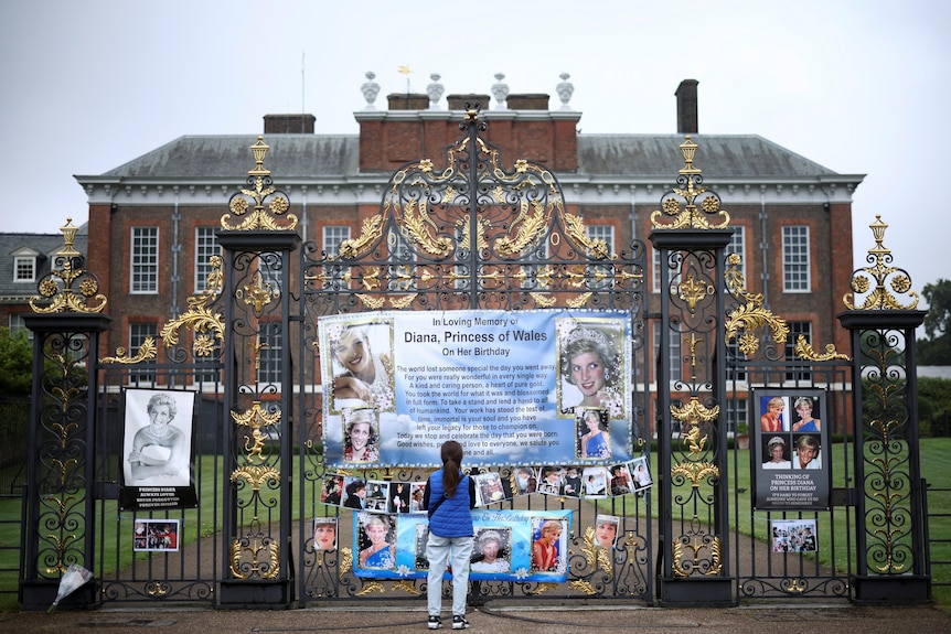 Banners on the gates of Kensington Palace.