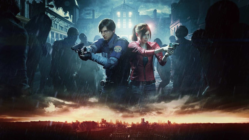 Two people armed for combat, from Resident Evil 2