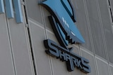 Close-up view of the exterior signage of of Sharks Stadium in Sydney on Thursday March 7, 2013.