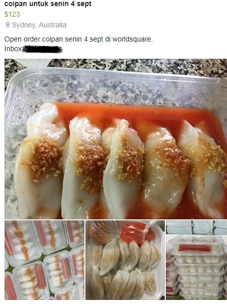 脸书上一个卖印尼传统食品的私厨广告