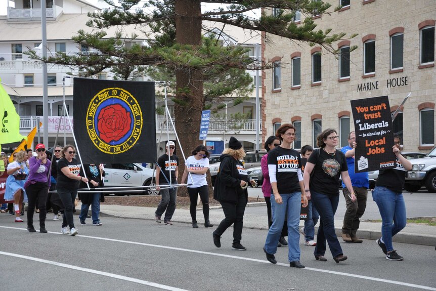 The May Day march in Fremantle, Western Australia