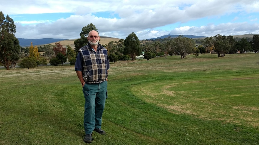 Ouse Community Country Club President Stuart Davies on part of the repaired golf course