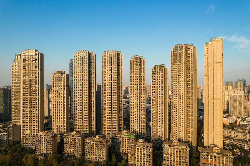 landscape image of highrise apartment towers in China 