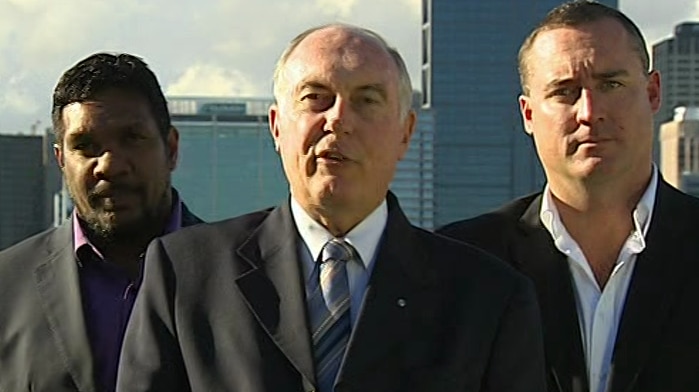 Leader of the Nationals Warren Truss addresses the media following Rudd's announcement of a September 7 election