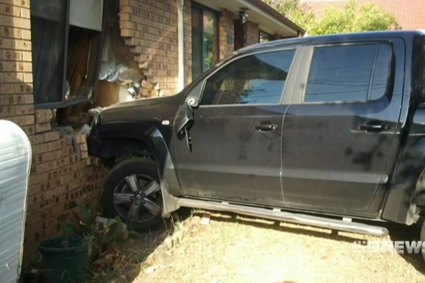 A car crashed into a house