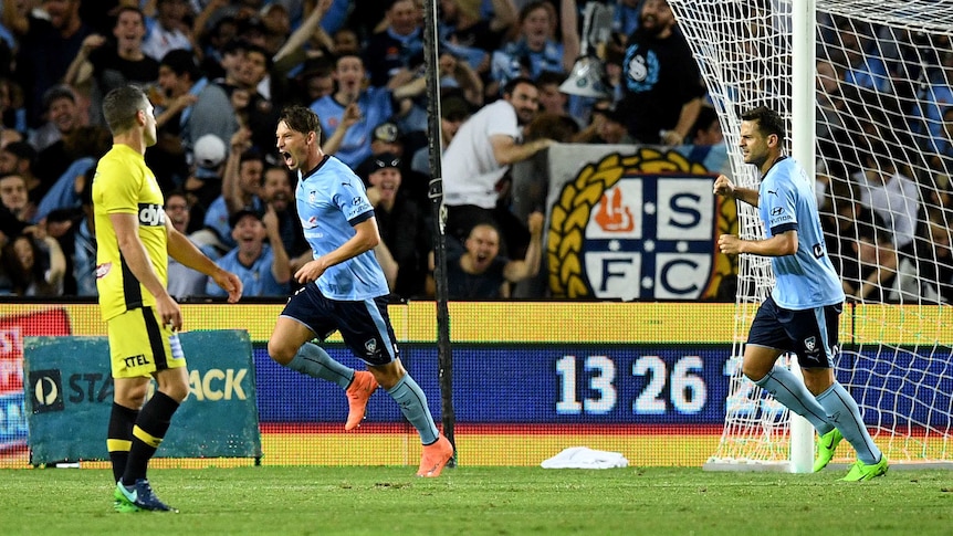 Filip Holosko celebrates after scoring a goal