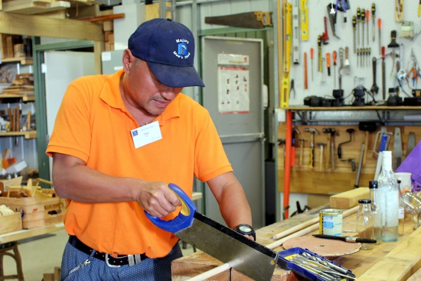 Paul Lau at the Majura Men's Shed.