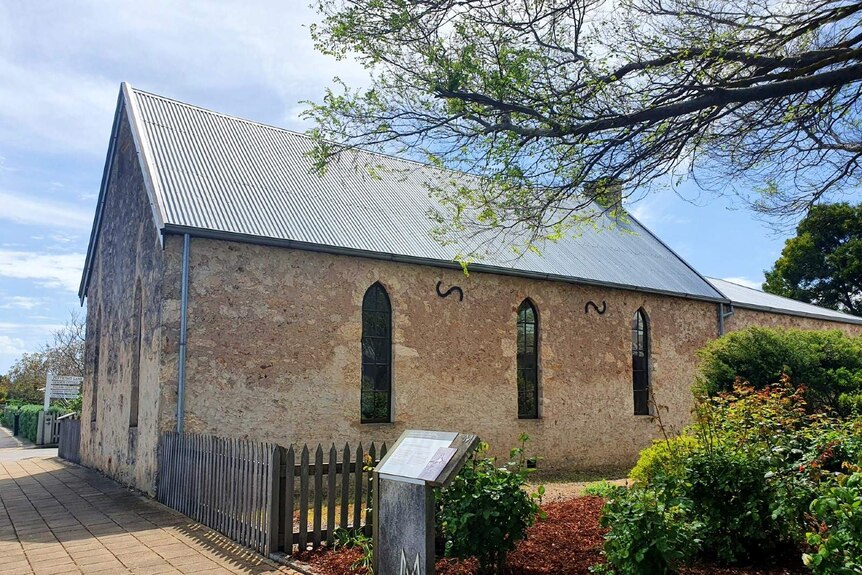 An old stone church building.