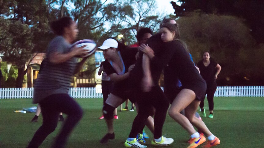 Waterloo Storms women's team training at Erskineville Oval