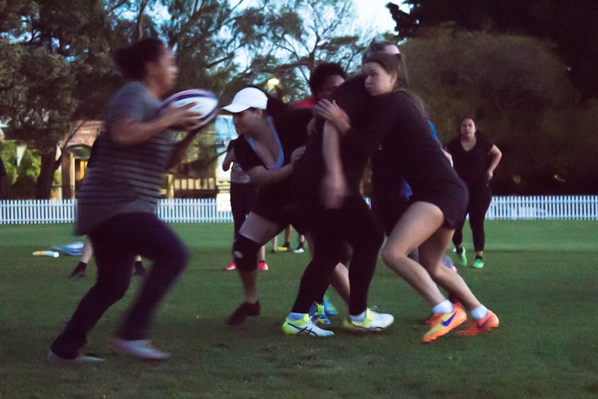 Waterloo Storms women's team training at Erskineville Oval