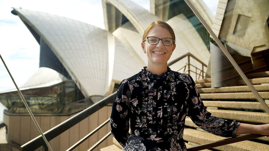 Emma Bombonato stands outside the Opera House.