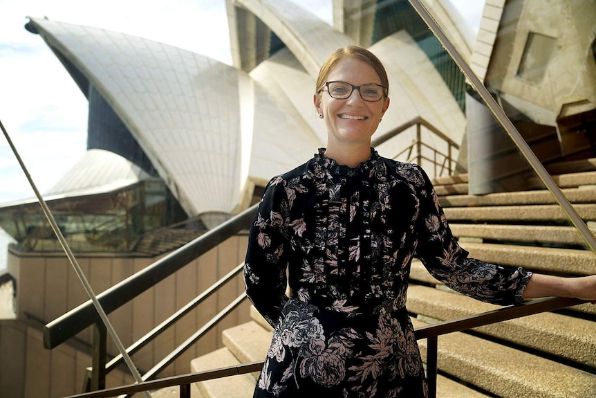 Emma Bombonato stands outside the Opera House.