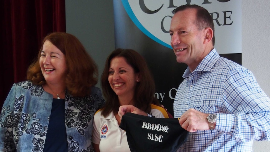 Tony Abbott with a pair of "budgie smugglers".