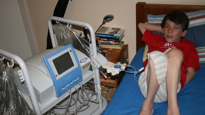 Louis Hehir getting dialysis as a young boy.