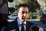 Victorian Opposition Leader Matthew Guy speaks to the media outside Parliament.