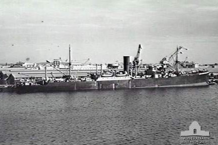 Black and white image of MV Limerick docked.