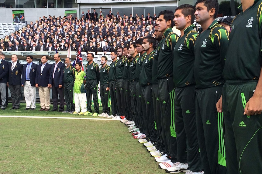 The Pakistan Navy team ahead of taking on the Malaysian Air Force in Canberra.