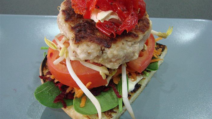 Pork, sage and onion gourmet burgers - ABC Everyday