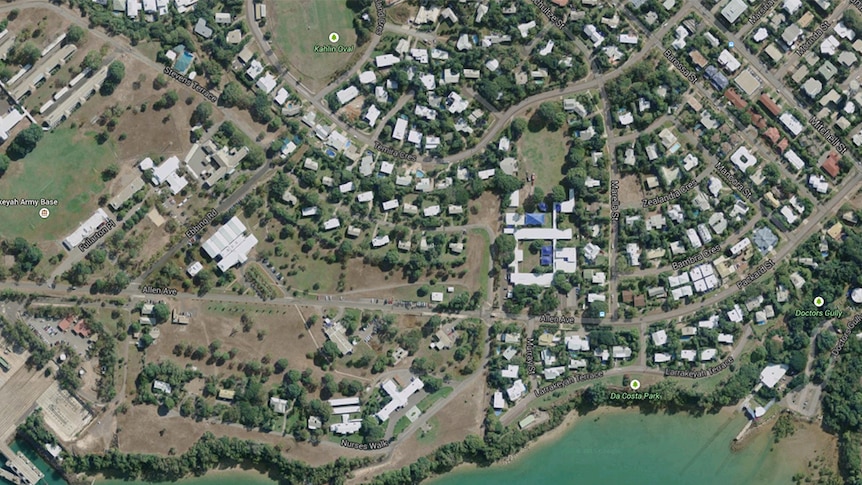 An aerial view of houses in Darwin