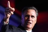 US Republican presidential nominee Mitt Romney addresses the US Hispanic Chamber of Commerce in LA.