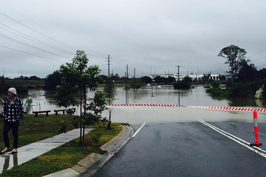 Flash flooding across Marshall Road at Rocklea in southern Brisbane