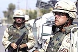 Iraqi soldiers on patrol