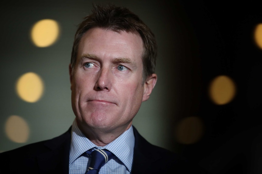 A close-up of the face of Attorney-General Christian Porter.