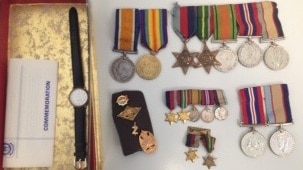 The war medals, stolen from a Lake Macquarie house in November 2014, today returned to their owner's family by local police.