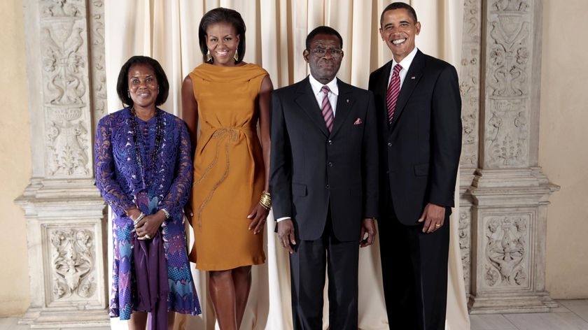 Barack and Michelle Obama with Teodoro Obiang Nguema Mbasogo and his wife (The White House)