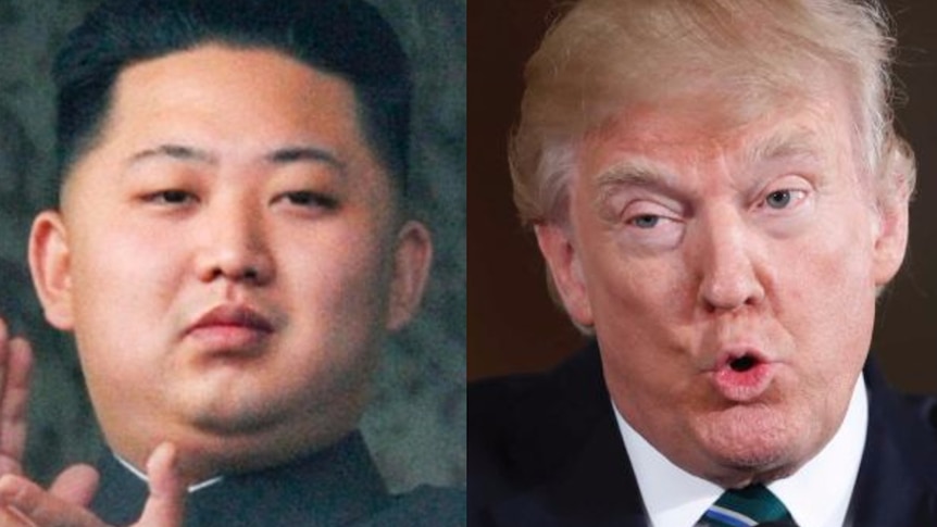 A composite image of North Korean leader Kim Jong-un and US President Donald Trump.