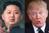 A composite image of North Korean leader Kim Jong-un and US President Donald Trump.