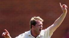 Mick Lewis successfully appeals for the wicket of West Indian captain Shivnarine Chanderpaul