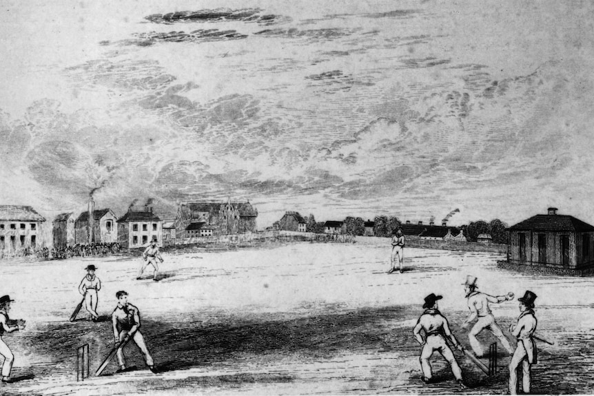 An old image of cricket being played