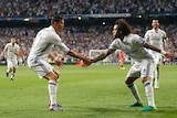 Cristiano Ronaldo and Marcelo celebrate