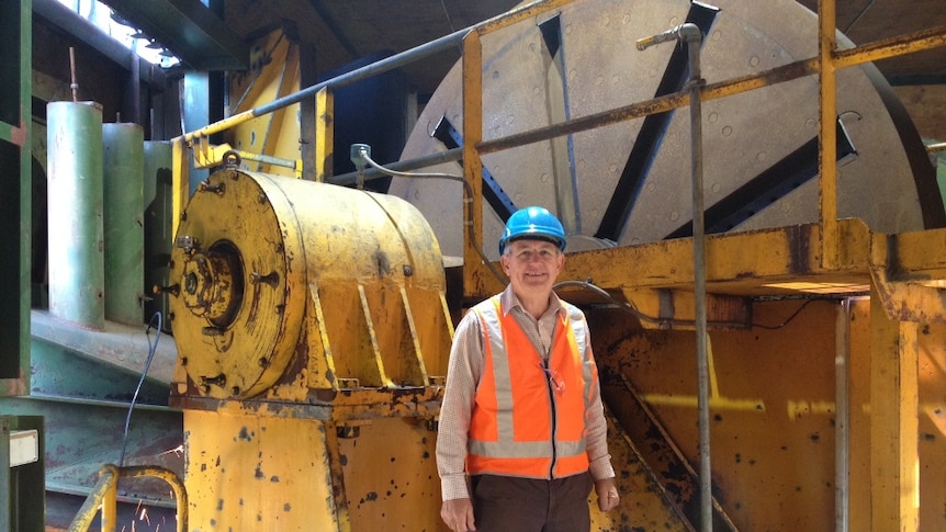 Forico CEO Bryan Hayes in the chipper room of the re-opened and upgraded woodchip mill in north-west