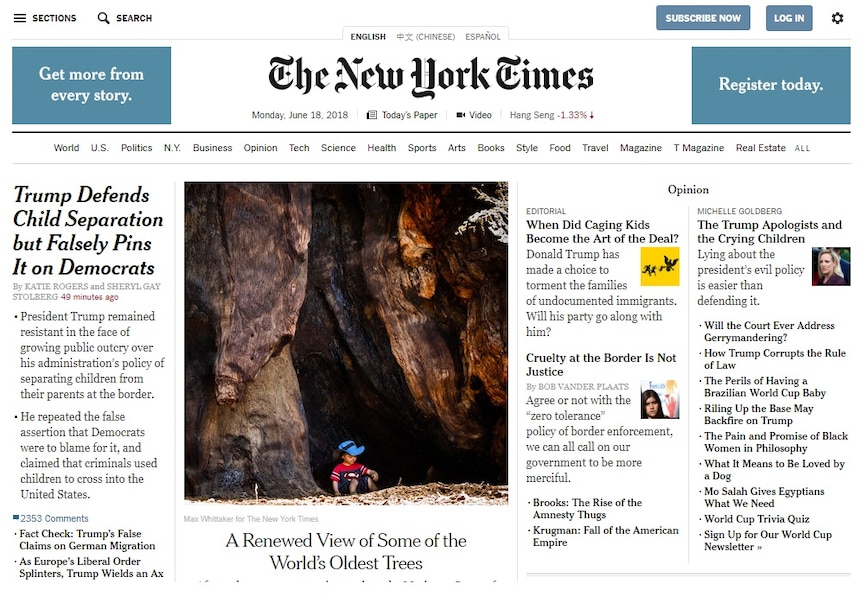 New York Times coverage of 'caging kids'