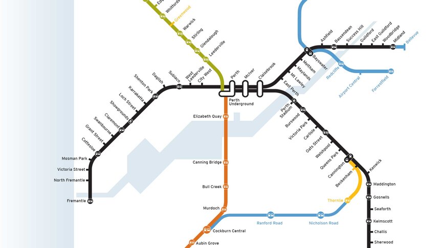 A concept map of a train line.