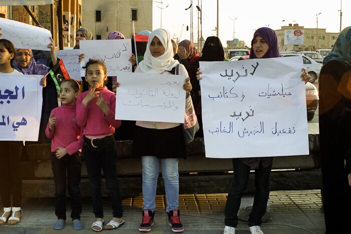 Women and girls demonstrating
